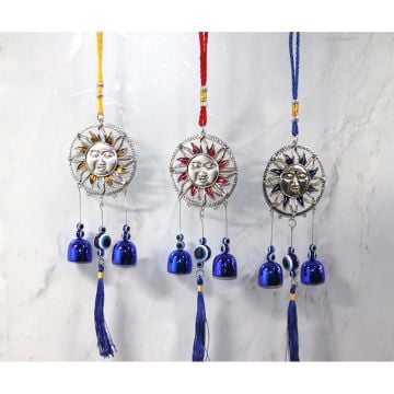 Güneş Tasarım Nazar Boncuklu Metal Rüzgar Çanı (38 cm)
