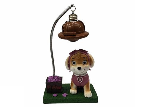 Polyester Işıklı Mor Köpek Biblo Masa Lambası