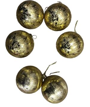 Yılbaşı Çam Ağacı Süsü Desenli Gold Top 6 cm (6 Adet)