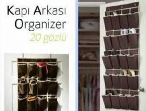 Çok Amaçlı Kapı Arakası Ayakkabı & Terlik Askı (20 Gözlü)