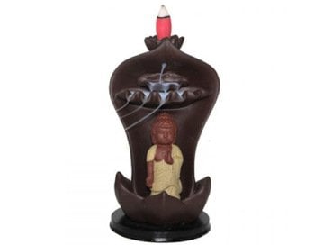 Meditating Buddha Brown Backflow Geri Akışlı Seramik Tütsülük