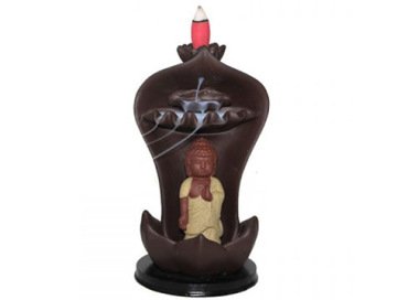 Meditating Buddha Brown Backflow Geri Akışlı Seramik Tütsülük