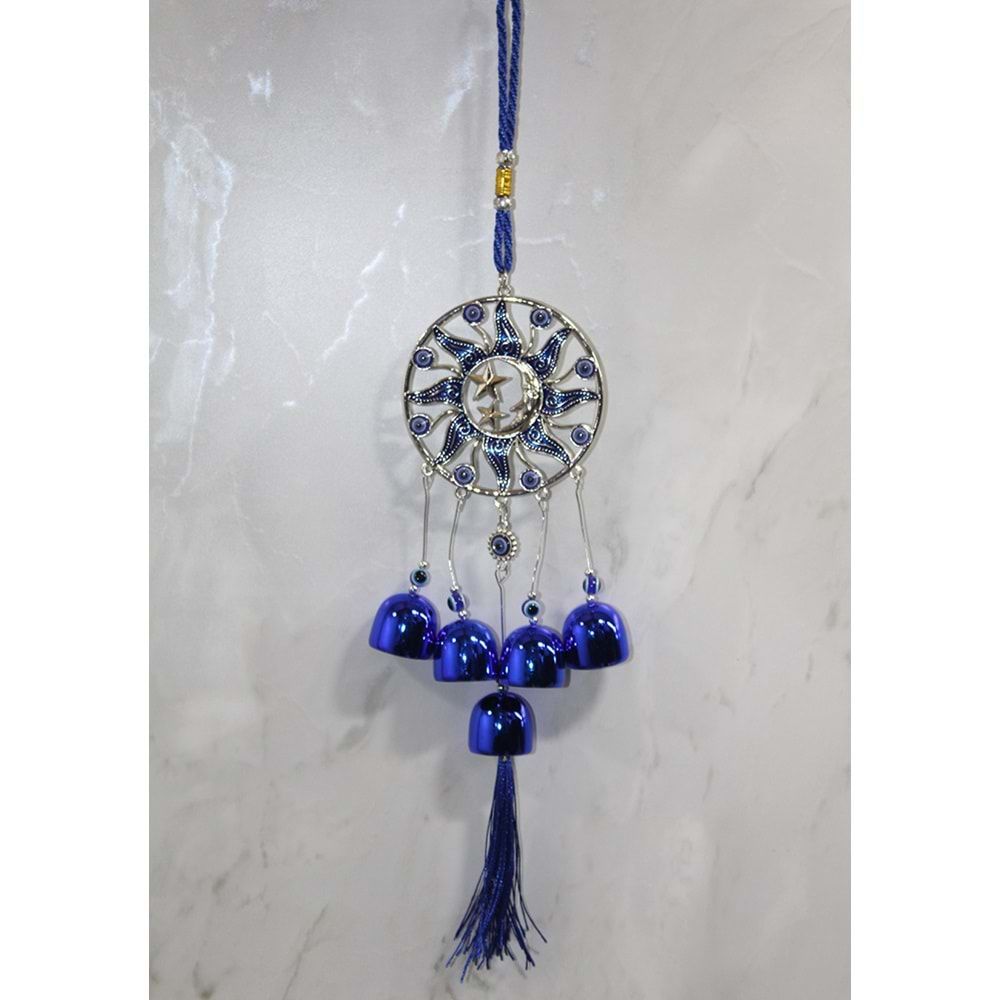 Yıldız Tasarım Nazar Boncuklu Metal Rüzgar Çanı (41 cm)