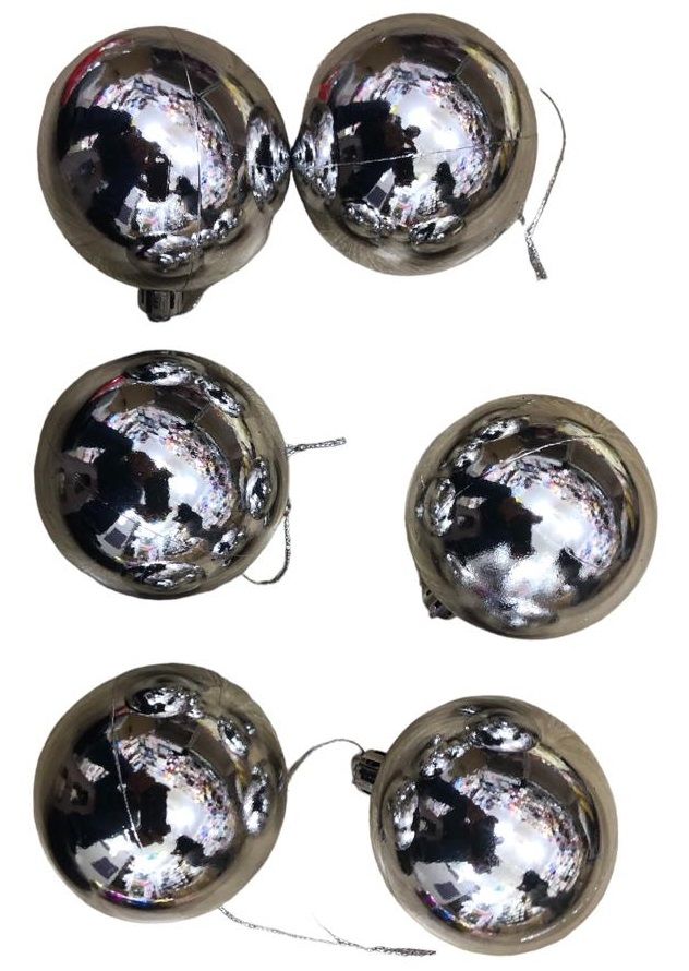 Yılbaşı Çam Ağacı Süsü Düz Gümüş Top 6 cm (6 Adet)