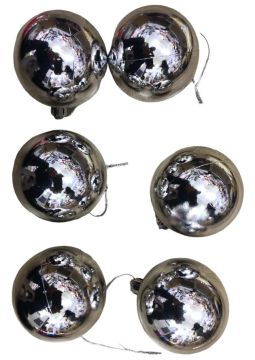 Yılbaşı Çam Ağacı Süsü Düz Gümüş Top 6 cm (6 Adet)