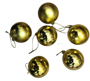 Yılbaşı Çam Ağacı Süsü Düz Gold Top 6 cm (6 Adet)