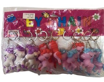 Renkli Saçlı Unicorn Tasarımlı Anahtarlık Çanta Süsü (12 Adet)
