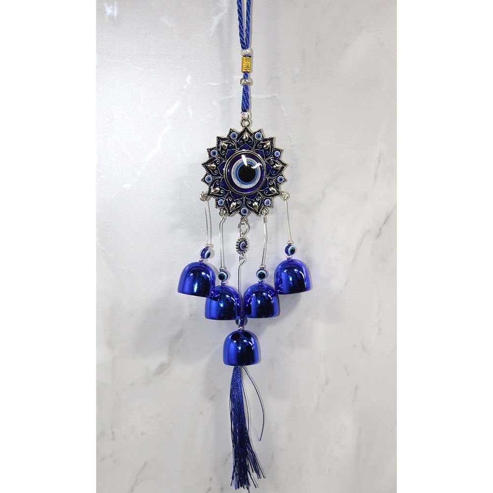 Dekoratif Metal Göz Nazar Boncuklu Rüzgar Çanı (41 cm)