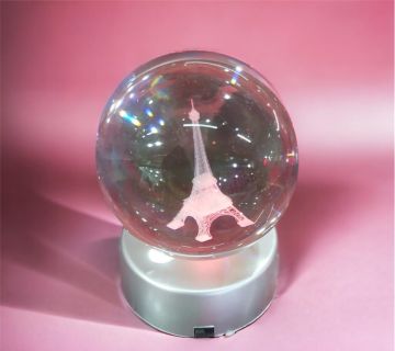 Kristal Cam Küre Renk Değiştiren Led Işıklı Eyfel Kulesi