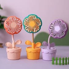 Masa Üstü Saksıda Çiçek Tasarımlı Usb Şarjlı Fan Vantilatör