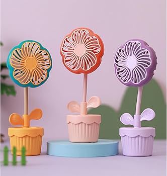 Masa Üstü Saksıda Çiçek Tasarımlı Usb Şarjlı Fan Vantilatör