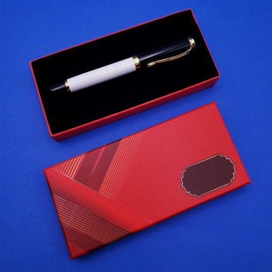 Kutulu Hediyelik Şık Metal Beyaz Roller Kalem