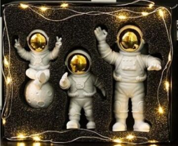 Peri Ledli Dekoratif Astronot Biblo (3 Adet)
