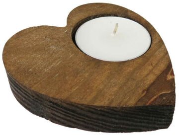 Sevgililer Günü İçin Kalpli Ağaç Kütük Tealight Mumluk
