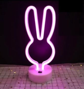 Tavşan Kulak Tasarım Neon Işık Gece Lambası Parti & Duvar Dekoru