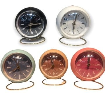 Dekoratif Yuvarlak Renkli Şık Alarmlı Masa Üstü Çalar Saat