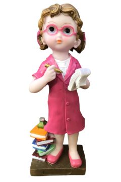 Polyester Kadın Öğretmen Figürlü Dekoratif Biblo (20 cm)