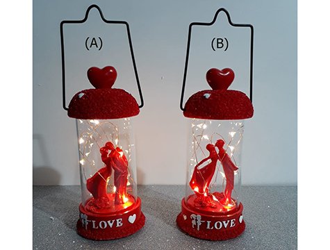 Işıklı Fanus İçinde Love Temalı Dekoratif Sevgili Biblosu