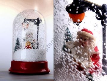 Yılbaşı Işıklı Kar Küresi Fanus Kardan Adam & Noel Baba Müzikli