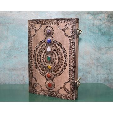 Seven Chakra Taşlı Deri Defter (26 cm x 18 cm)
