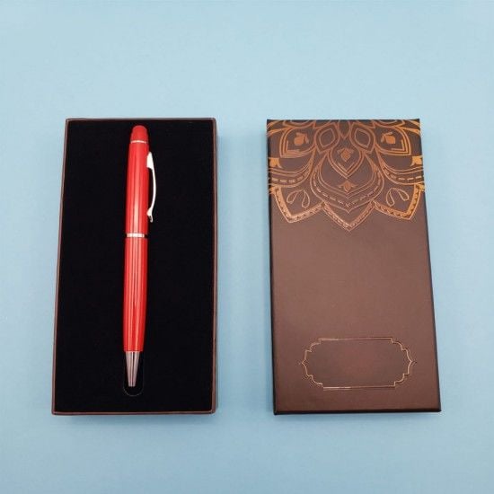 Tasarımlı Kutulu Kırmızı Tükenmez Touchpen Kalem