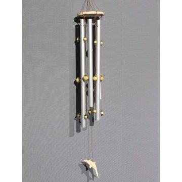 Dekoratif Boncuklu Balık Figürlü Metal Rüzgar Çanı (40 cm)