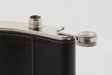 9 Oz Çelik Deri Cep İçki Viski Kanyak Matarası