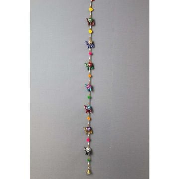 Asmalı Aynalı 7'li Fil Figürlü Rüzgar Çanı (115 cm x 6 cm)