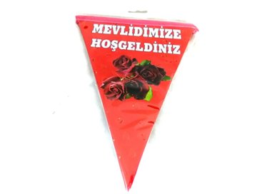 Mevlidimize Hoş Geldiniz Flama Bayrak (10 Adet)