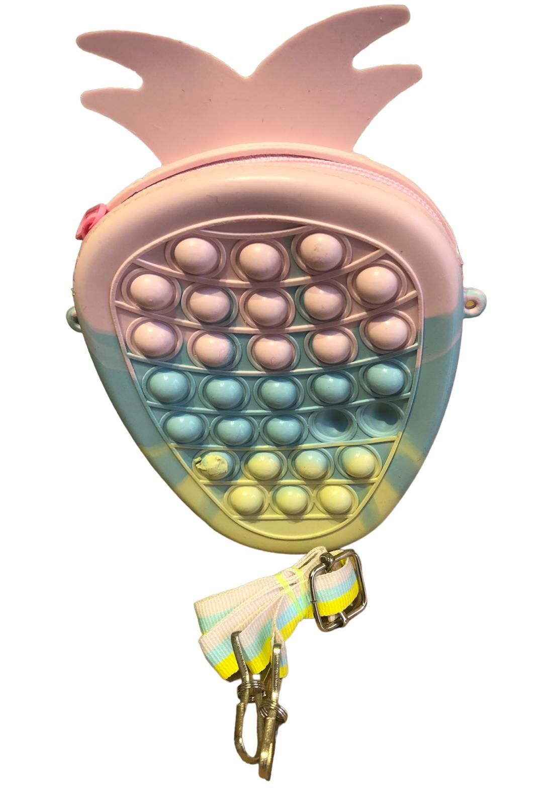 Pop It Push Bubble Renkli Çilek Tasarımlı Çanta