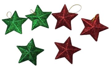 Renkli Yıldız Süs Yılbaşı Çam Ağacı Süsü (7 Cm) (6 Adet)