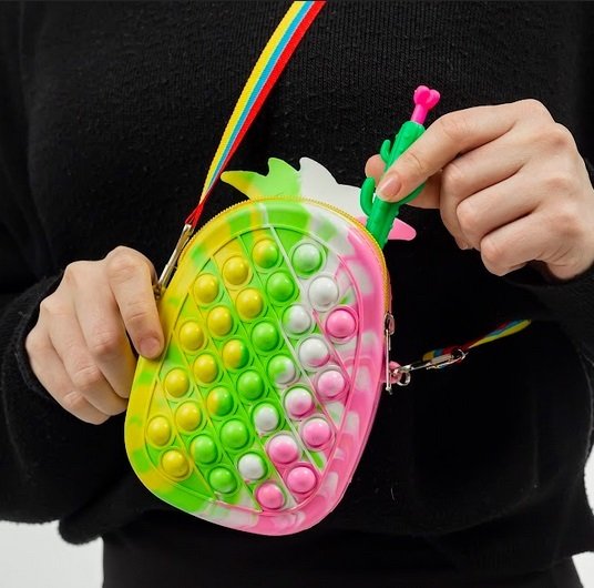 Pop It Push Bubble Renkli Ananas Tasarımlı Çanta