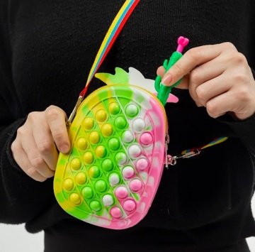Pop It Push Bubble Renkli Ananas Tasarımlı Çanta