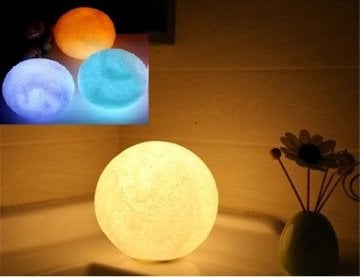 3D Ay Şeklinde Renk Değiştiren Dekoratif Gece Lambası Masa Lambası