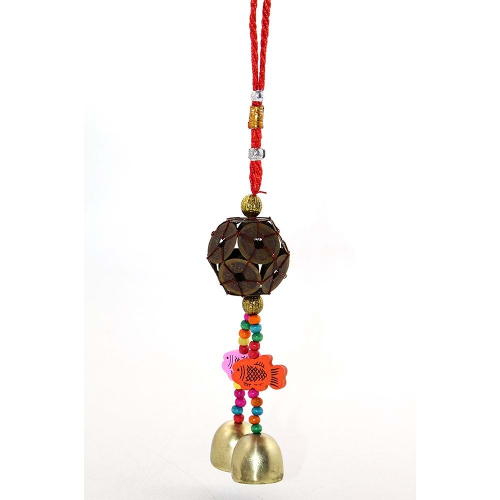 Dekoratif Boncuklu Şans Ve Bereket Balıklı Rüzgar Çanı (26 cm)