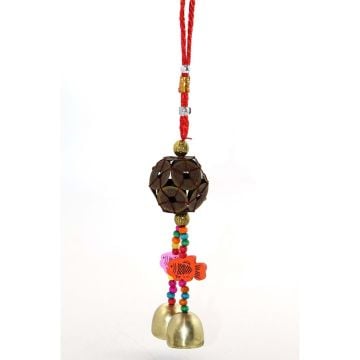 Dekoratif Boncuklu Şans Ve Bereket Balıklı Rüzgar Çanı (26 cm)