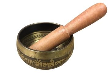 Sarı Motifli Tibet Meditasyon Çanı Tibet Çanağı (8 cm)