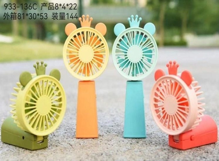Renkli Taçlı Usb Şarjlı Masa Fanı El Fanı