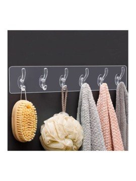 Yapışkanlı Şeffaf Pratik Banyo Mutfak Kanca Askısı 6'lı