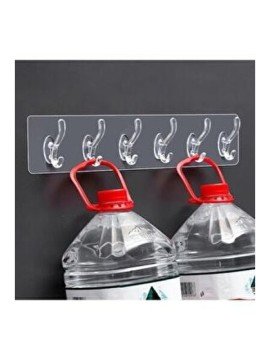 Yapışkanlı Şeffaf Pratik Banyo Mutfak Kanca Askısı 6'lı