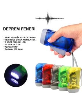 Pilsiz Dinamolu Şarjlı Led El Feneri