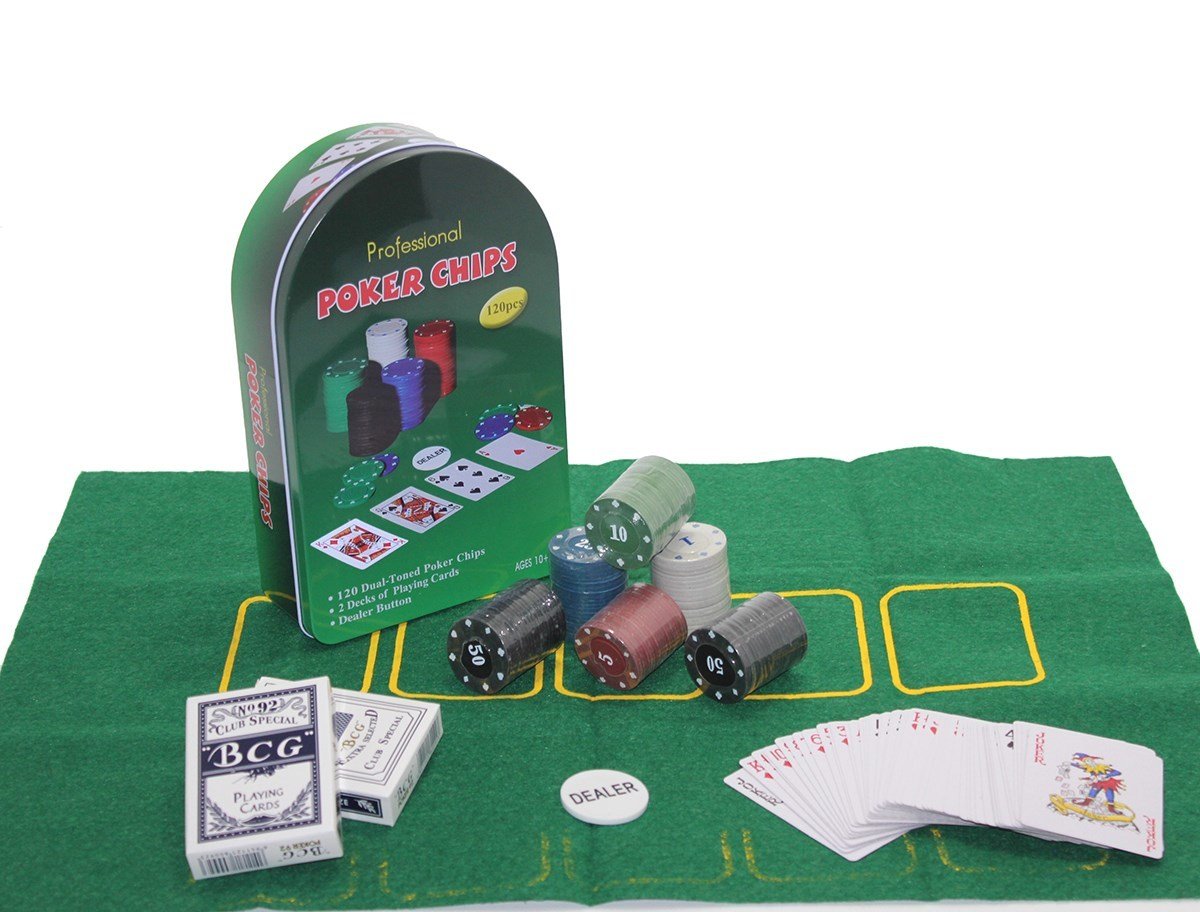 120 Chip Metal Kutulu Texas Hold'em Poker Oyun Seti