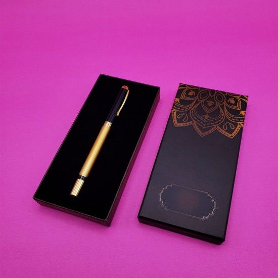 Tasarımlı Kutulu Hediyelik Şık Gold Roller Kalem