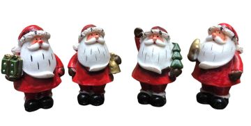 Dekoratif Yılbaşı Polyester Minyatür Noel Baba Biblosu 4'lü (6cm)