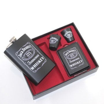 Jack Daniel's Cep İçki Matarası ve Tabakalı Shot Bardağı Seti 9 Oz