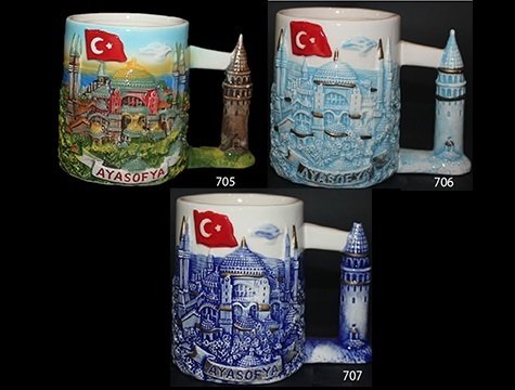 Ayasofya Cami Temalı Kabartmalı Seramik Kupa Bardak