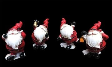 Dekoratif Minyatür Yılbaşı Polyester Noel Baba Biblosu 4'lü (7cm)