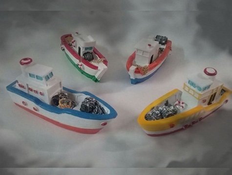 Dekoratif Mini Polyester Balıkçı Teknesi (4 Adet)