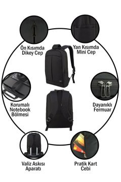 Fonksiyonel Laptop Notebook Bilgisayar Sırt Çantası