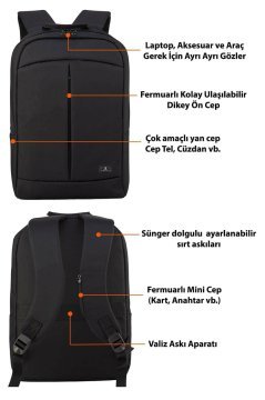 Fonksiyonel Laptop Notebook Bilgisayar Sırt Çantası